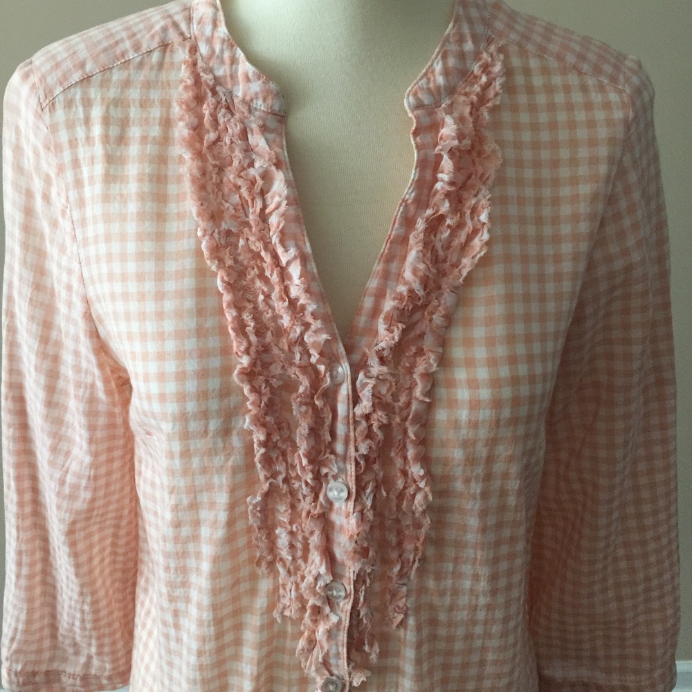 LC Lauren-Conrad-Top-Soft-Peach-Pink-Gingham